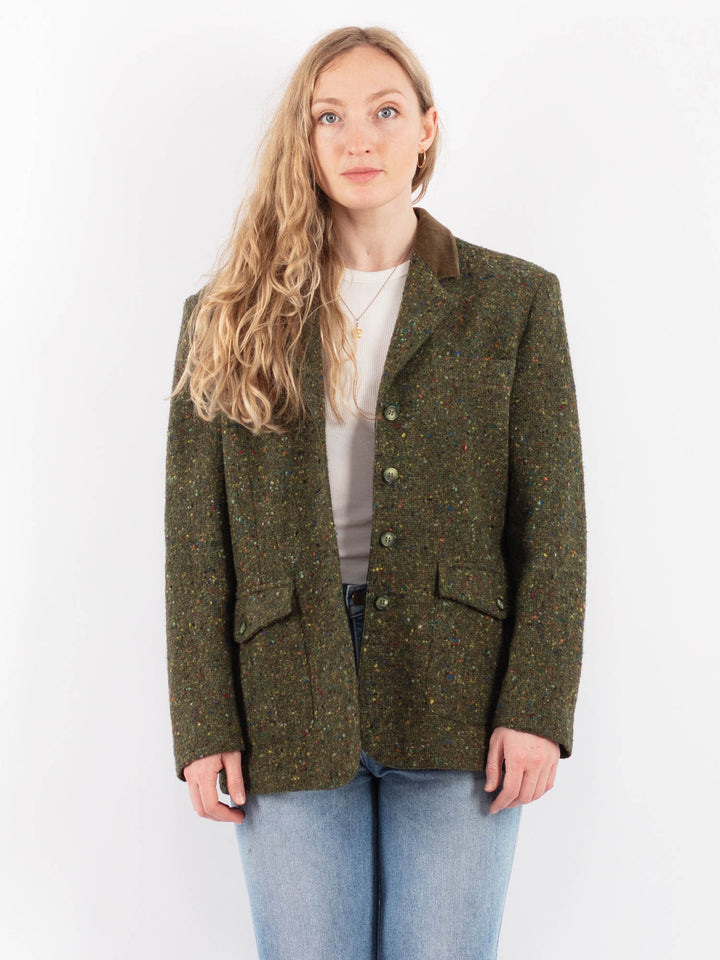 Vintage 80's Women Harris Wool Jacket in GreenV9518
