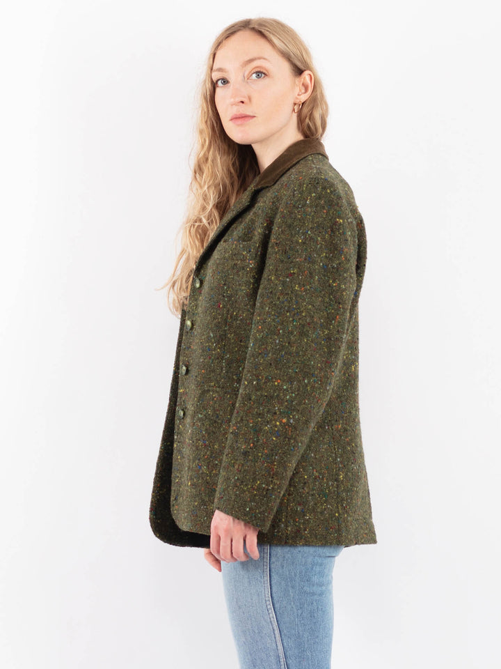Vintage 80's Women Harris Wool Jacket in GreenV9518