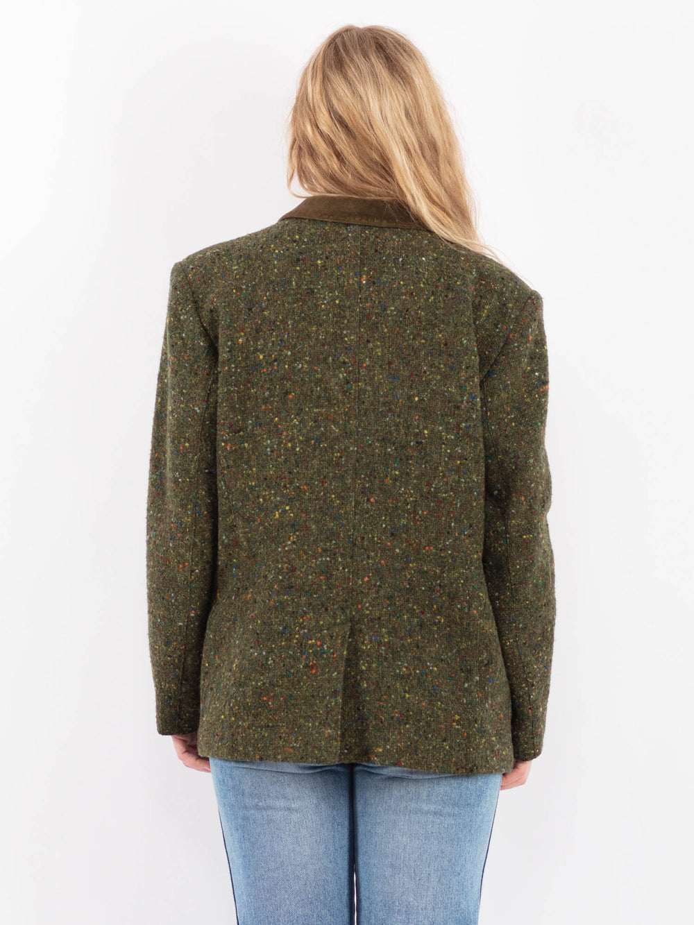 Vintage 80's Women Harris Wool Jacket in GreenV9518