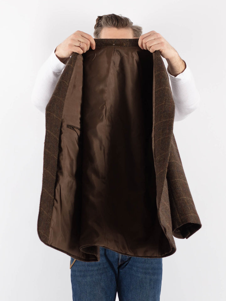 Vintage 90's Men Wool Blazer Jacket in BrownZ1194