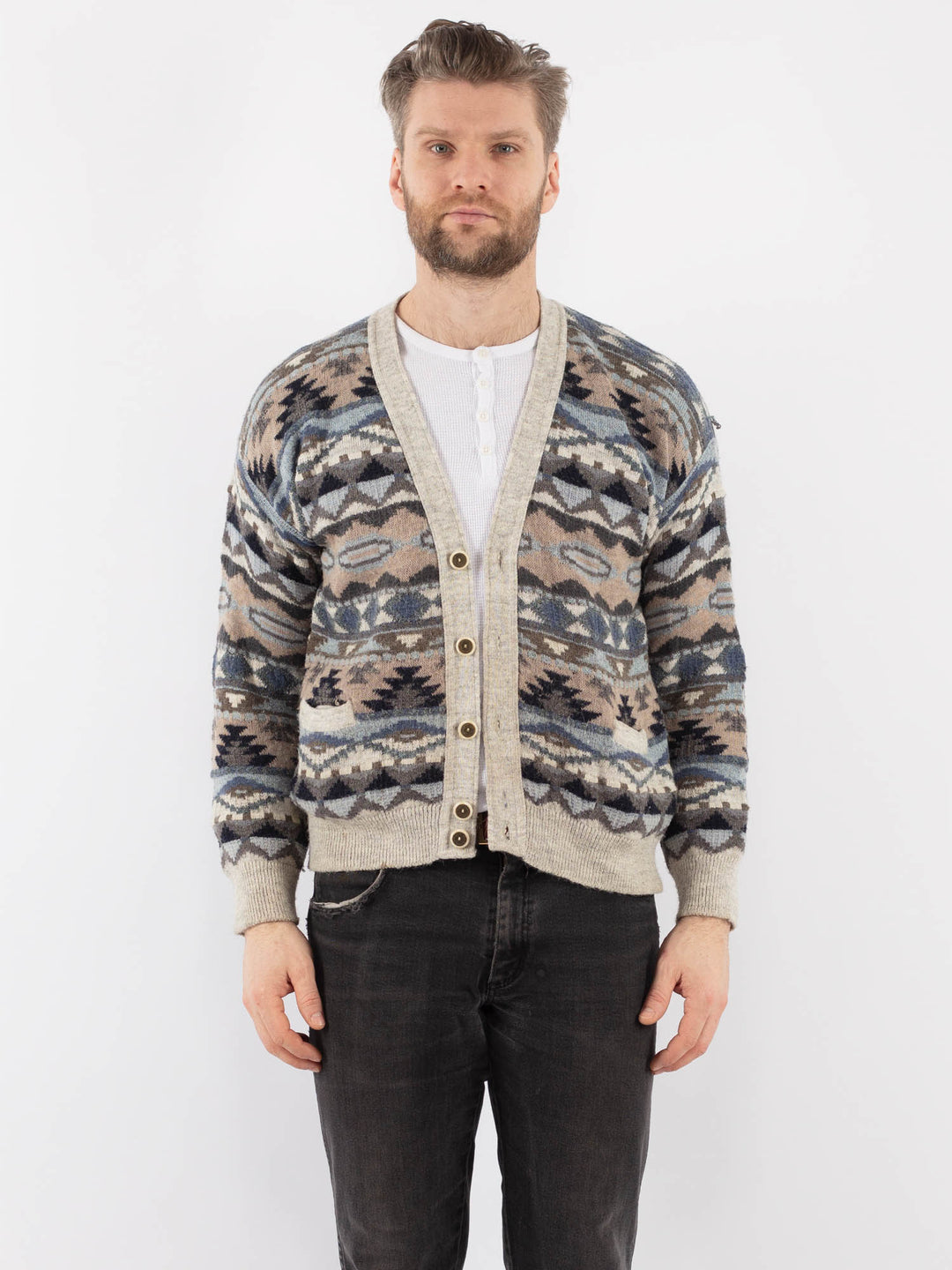 Vintage 90's Men Cardigan in MultiZ966