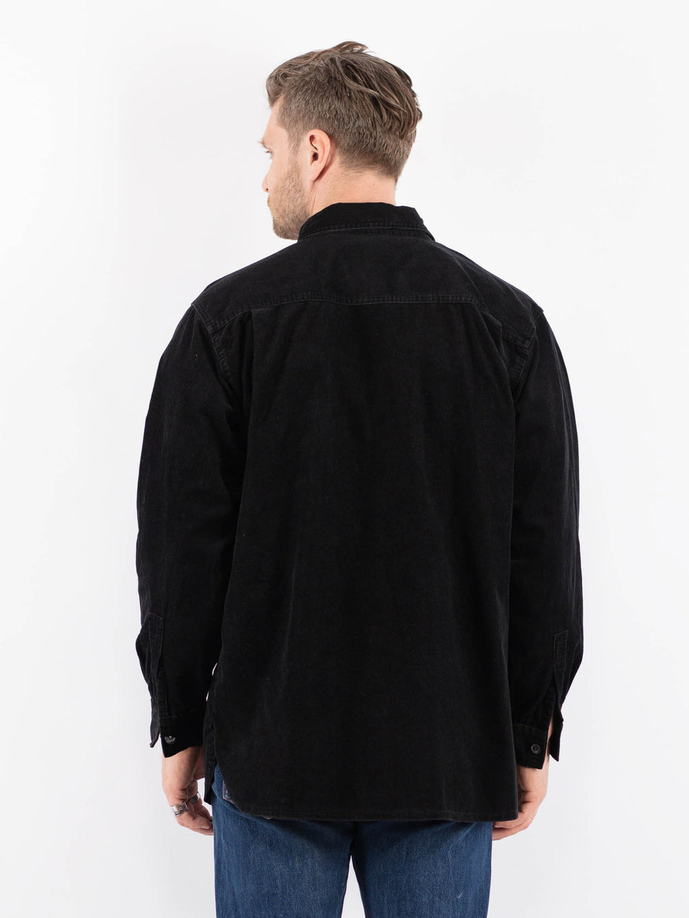 Vintage 90's Men Corduroy Shirt in BlackZ1485