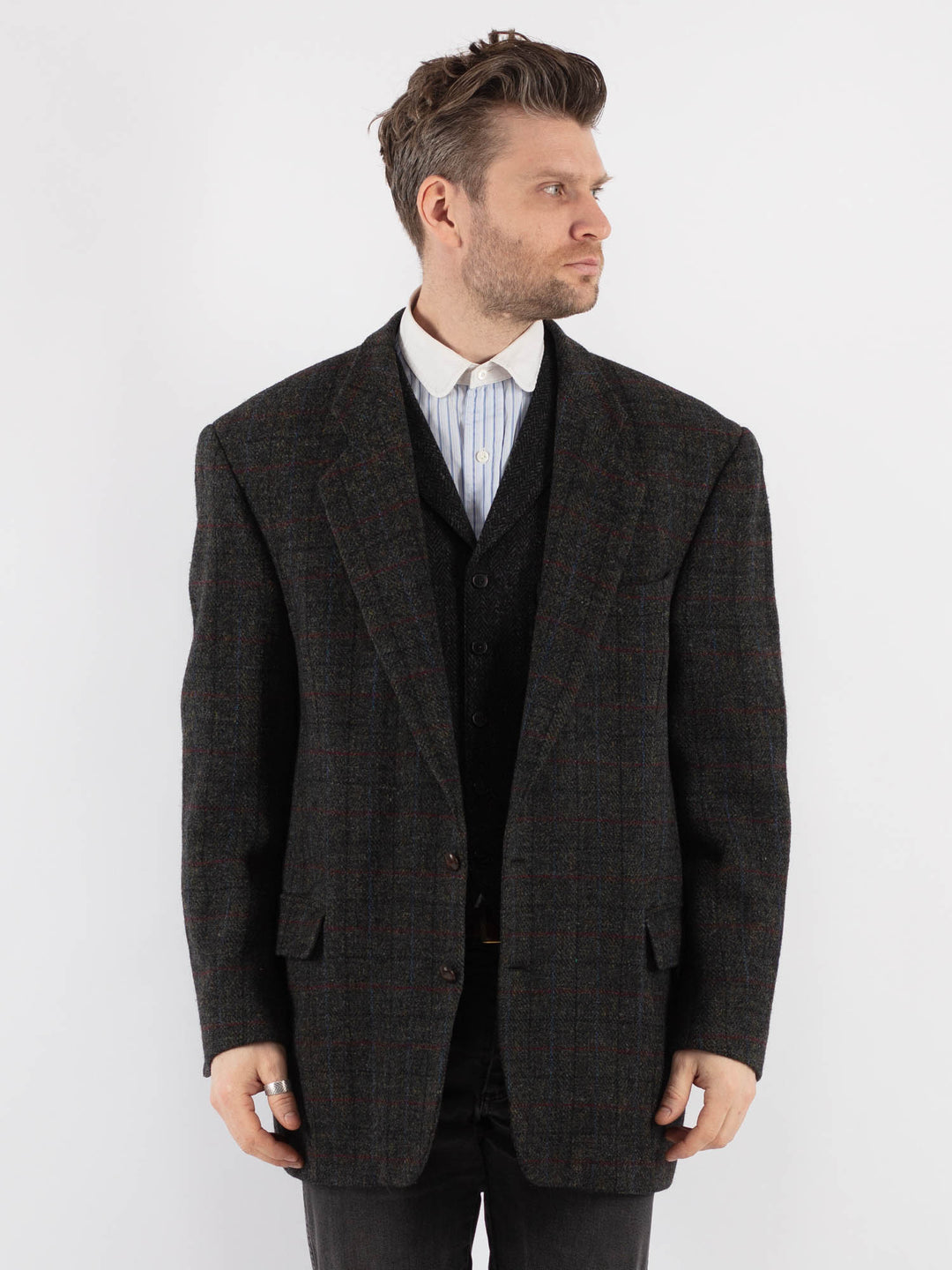 Vintage 90's Men Harris Tweed Jacket in Gray - NorthernGrip