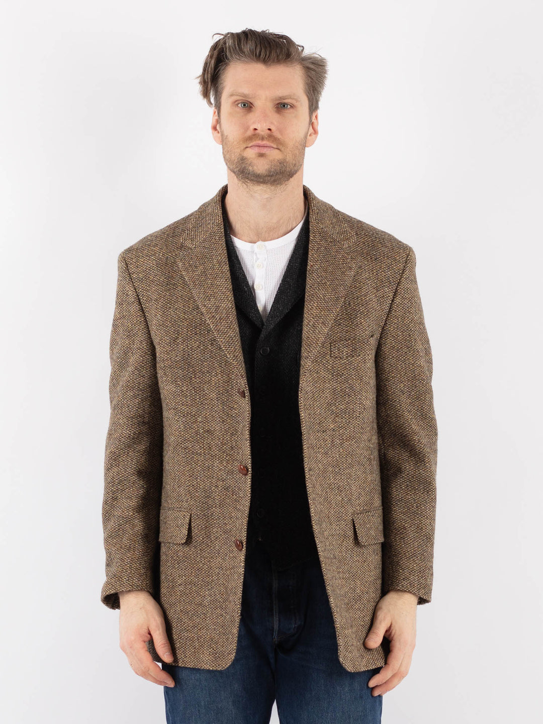 Vintage 90's Men Harris Tweed Jacket in BeigeZ1205