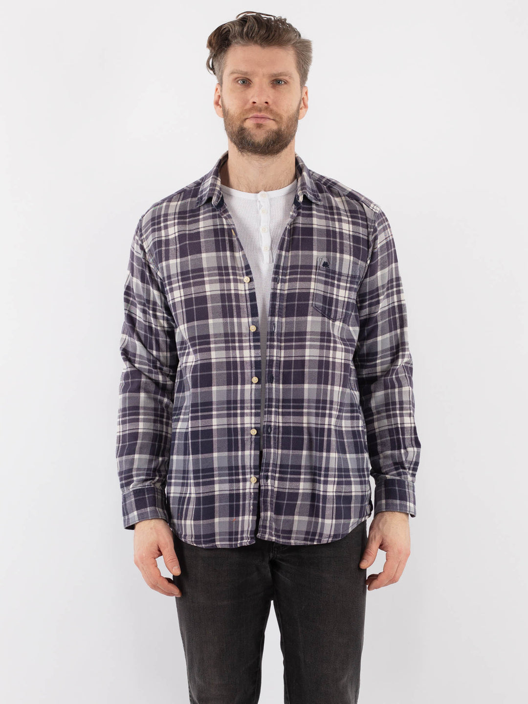 Vintage 00's Men Long Sleeve Shirt in BlueZ971
