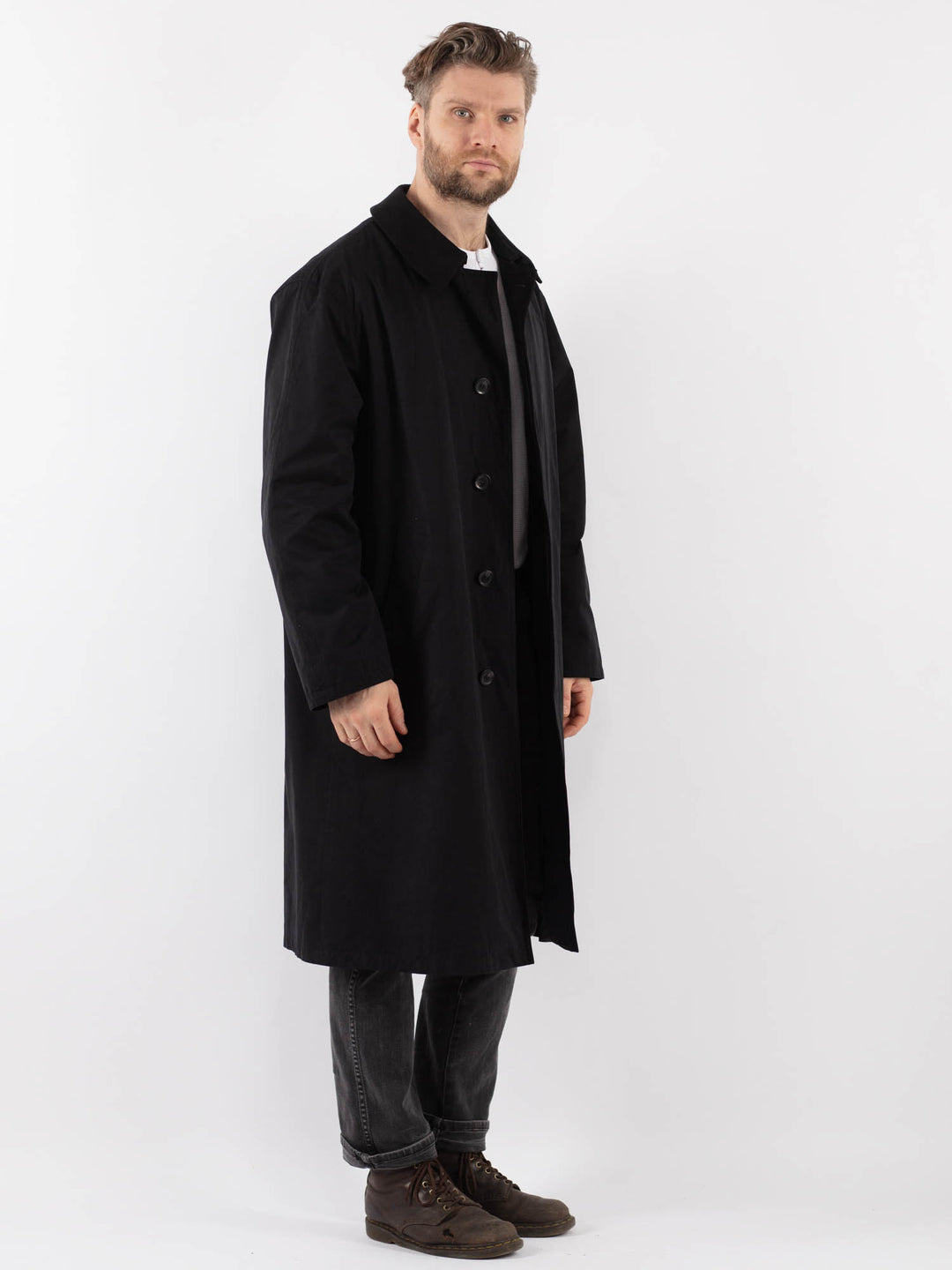 Vintage 90's Men Mac Coat in BlackZ938