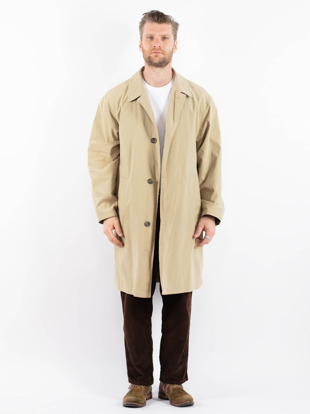 Vintage 90's Men Mac Coat in BeigeZ1656