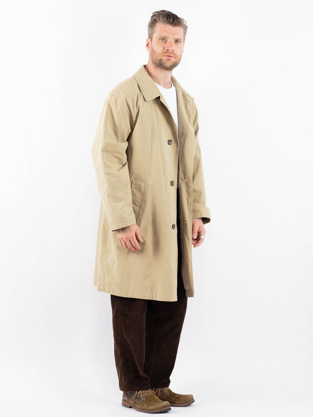 Vintage 90's Men Mac Coat in BeigeZ1656
