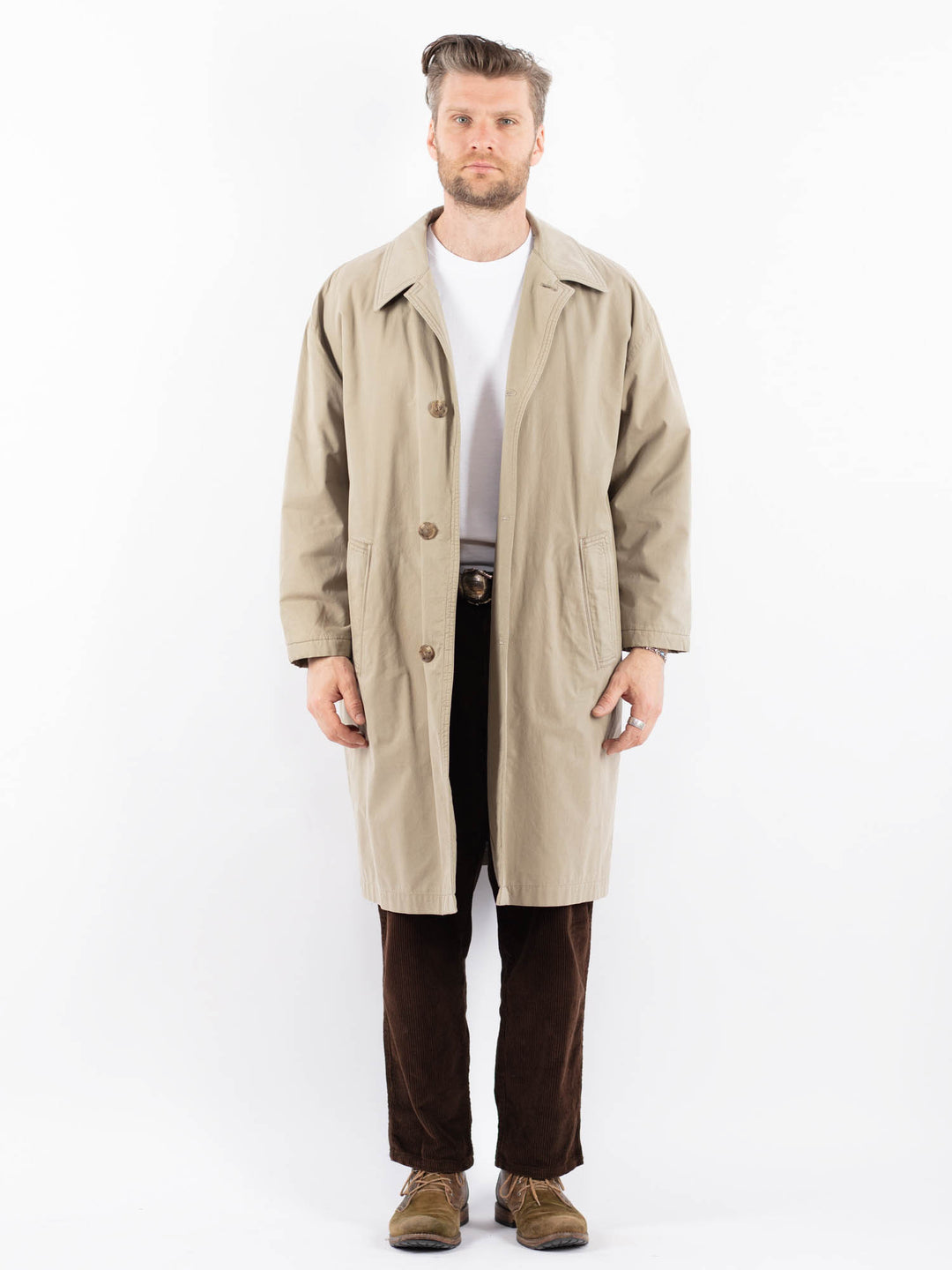 Vintage 90's Men Mac Coat in BeigeZ1665