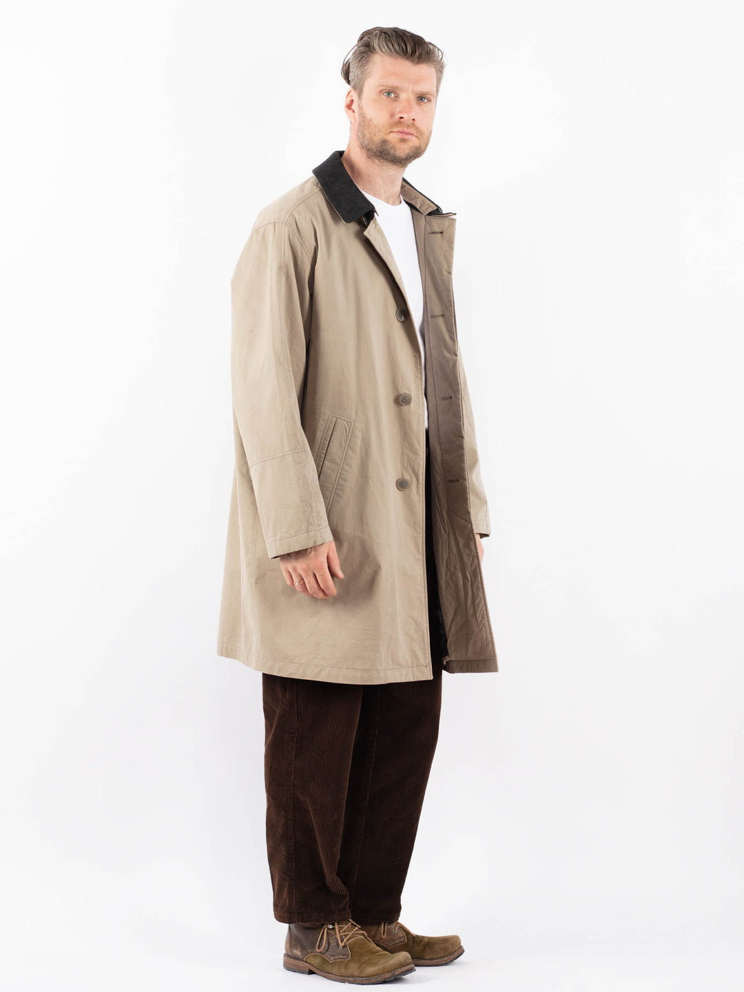 Vintage 90's Men Mac Coat in BeigeZ1668