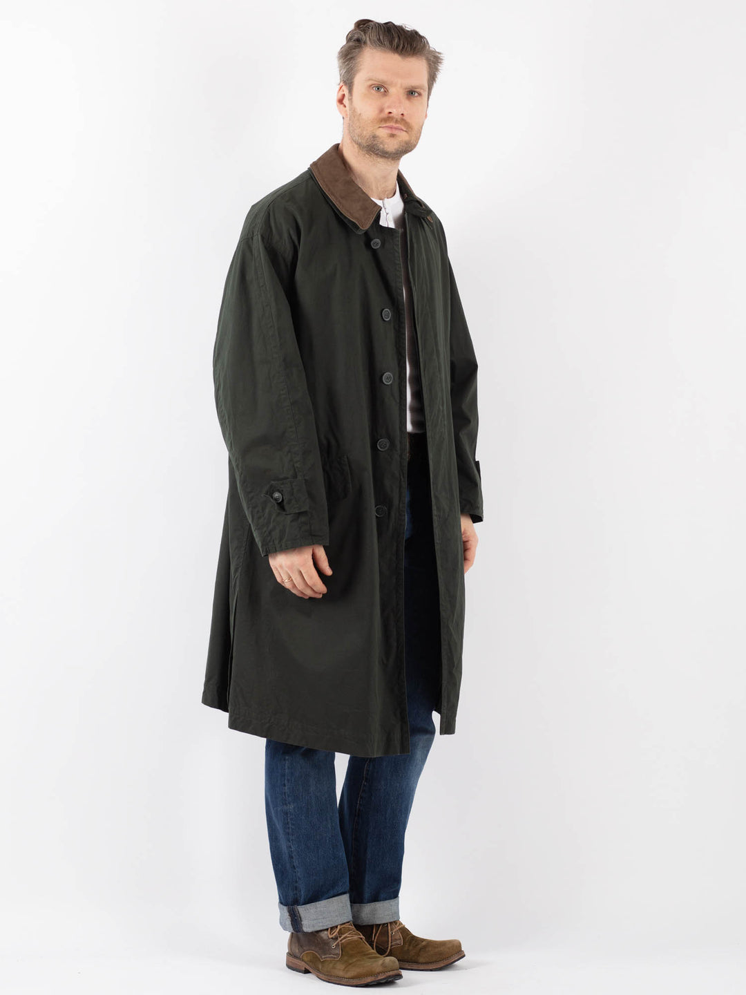 Vintage 90's Men Mac Coat in GreenZ1237