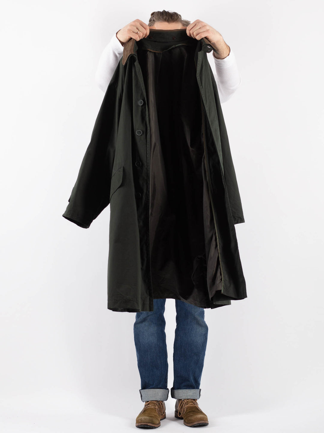 Vintage 90's Men Mac Coat in GreenZ1237