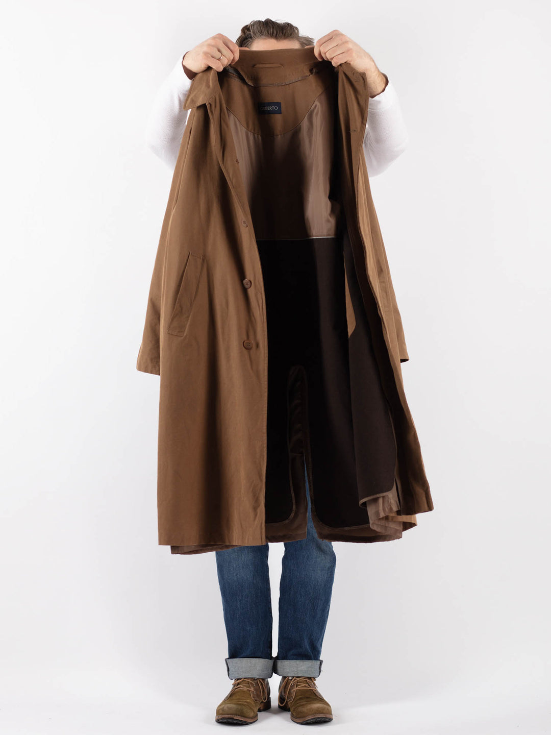 Vintage 90's Men Mac Coat in BrownZ1239