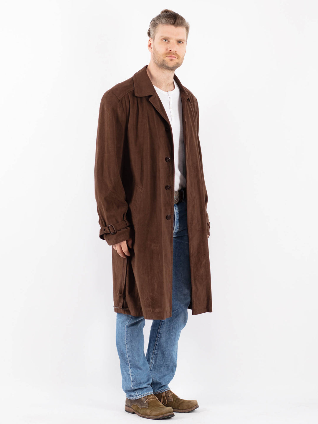 Vintage 90's Men Trench Coat in BrownZ1467