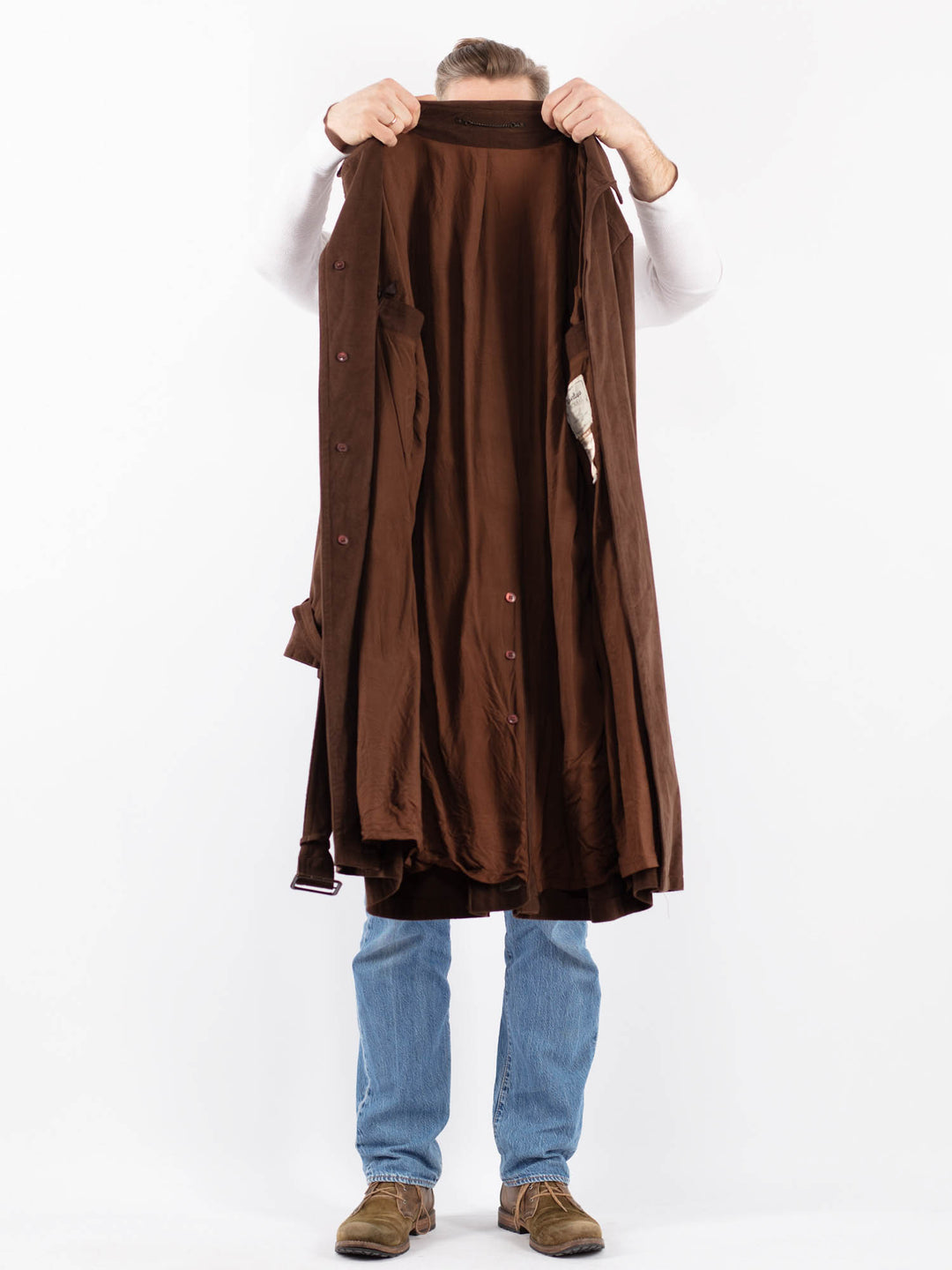 Vintage 90's Men Trench Coat in BrownZ1467