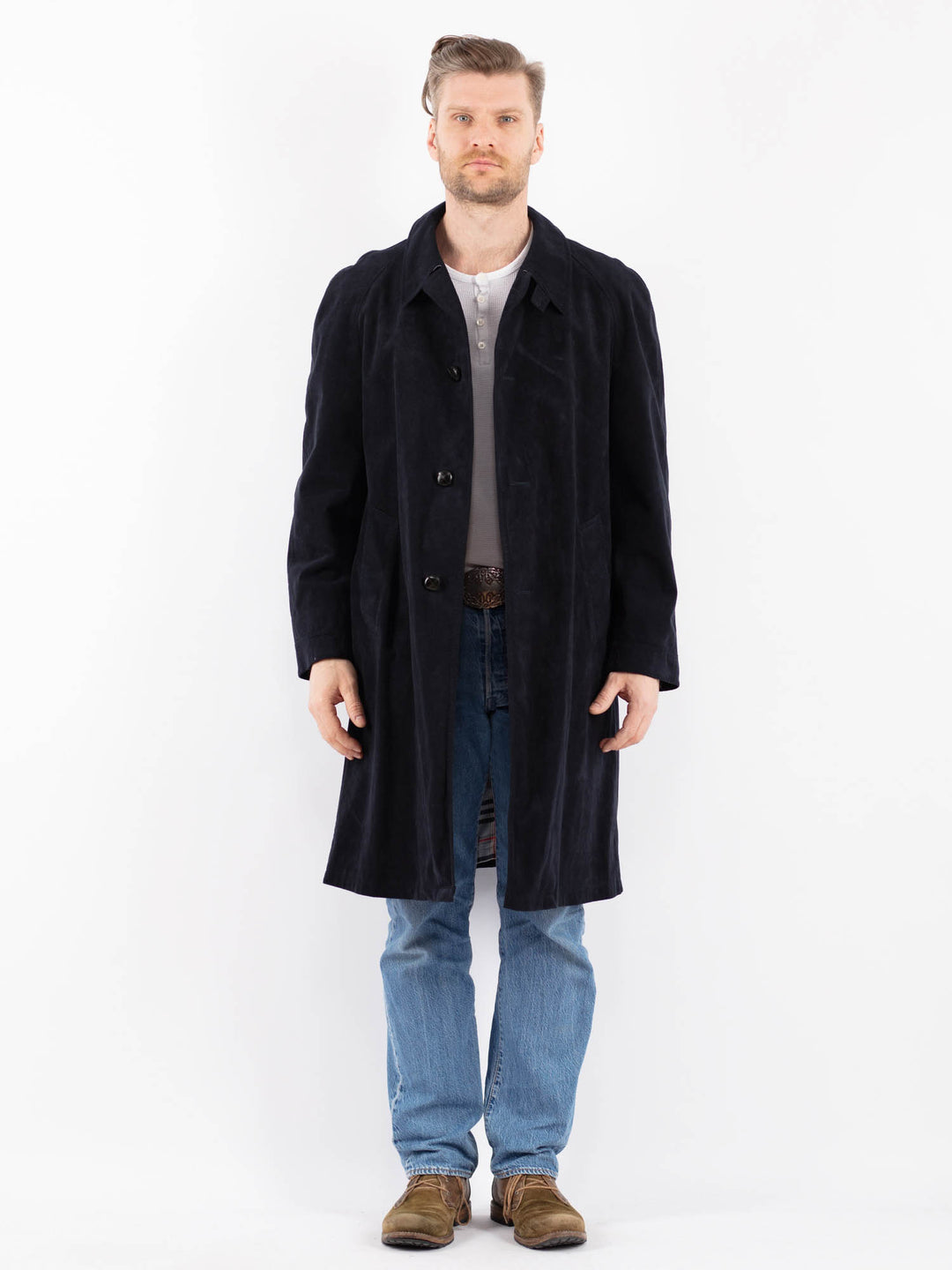 Vintage 90's Men Trench Coat in BlueZ1468