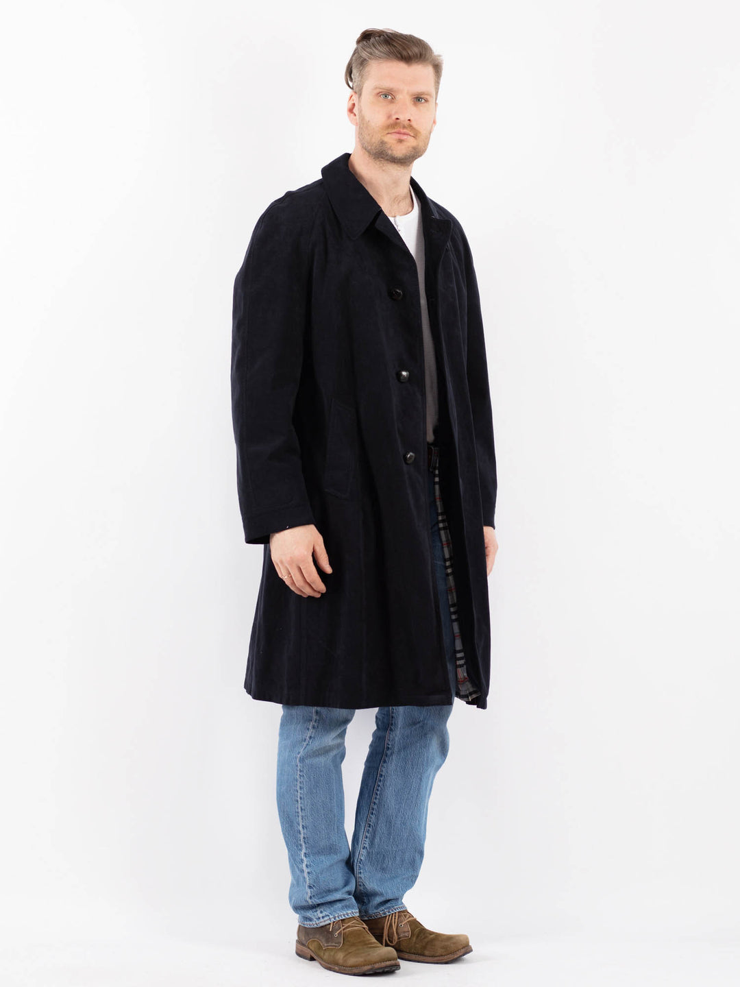 Vintage 90's Men Trench Coat in BlueZ1468