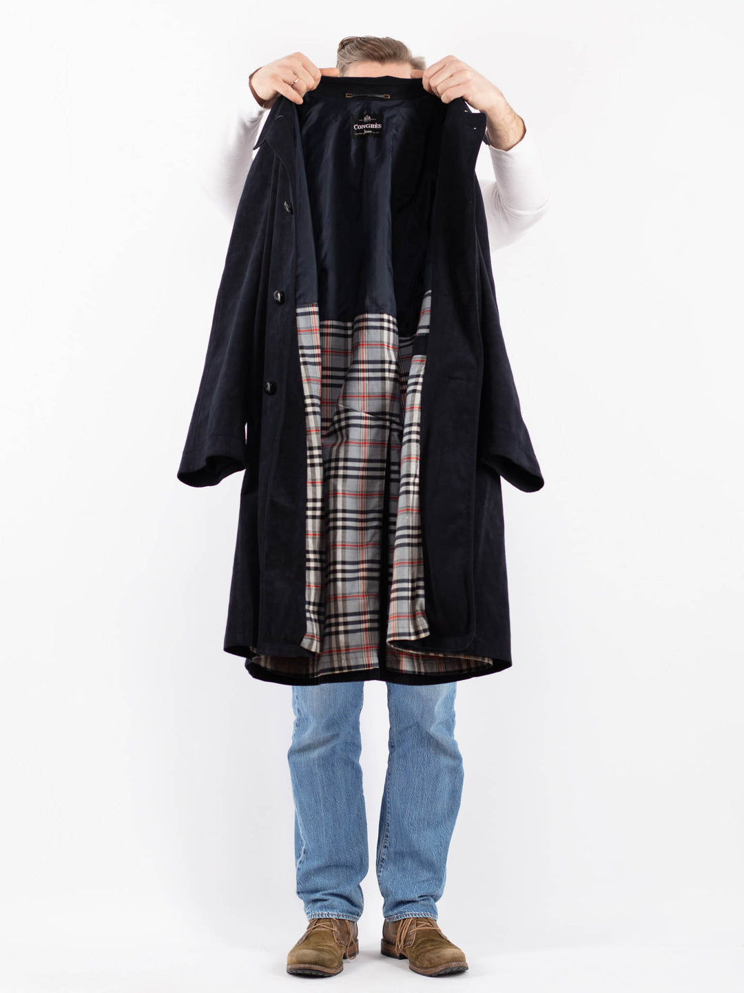 Vintage 90's Men Trench Coat in BlueZ1468