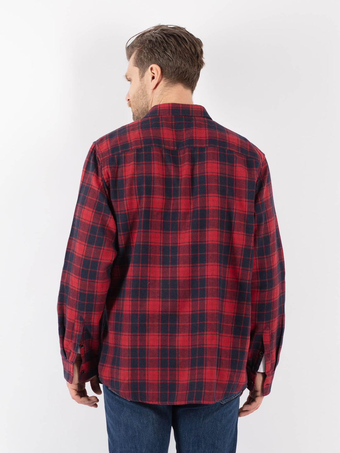Vintage 90's Men Plaid Flannel Shirt in RedZ1136