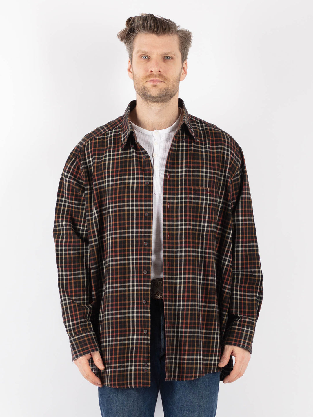 Vintage 90's Men Plaid Flannel Shirt in MultiZ1142