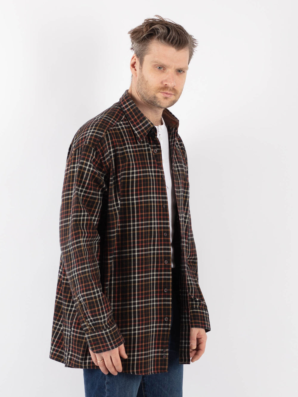 Vintage 90's Men Plaid Flannel Shirt in MultiZ1142