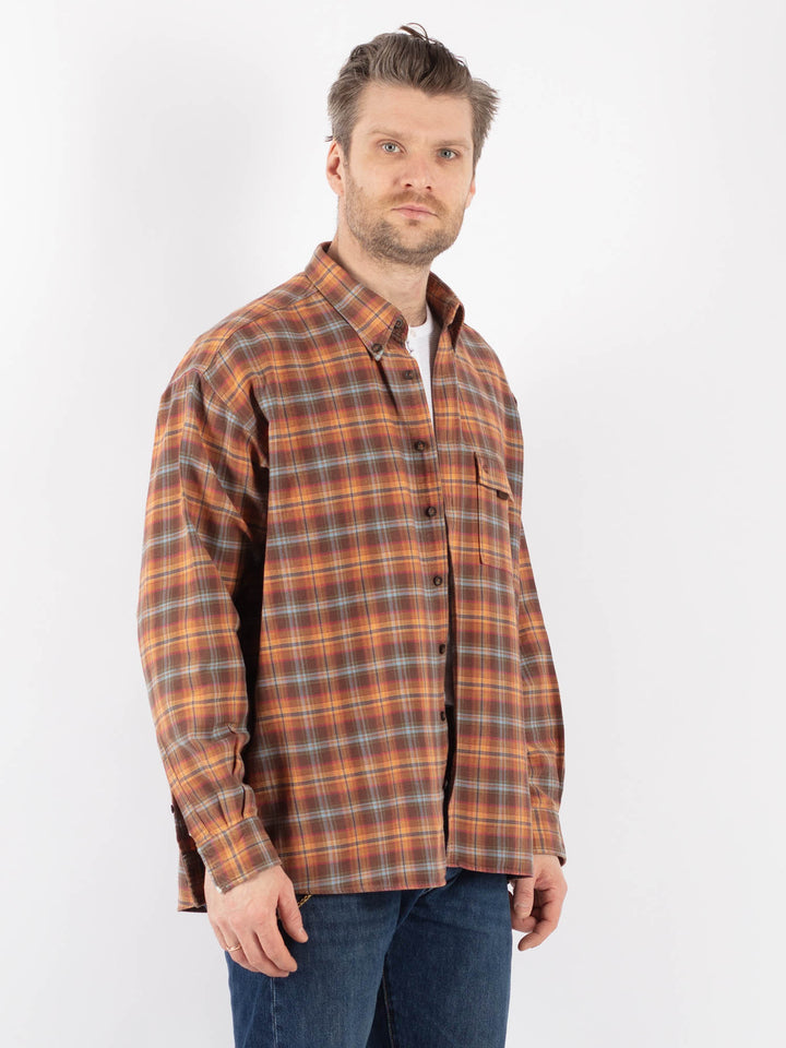 Vintage 90's Men Plaid Flannel Shirt in BrownZ1148
