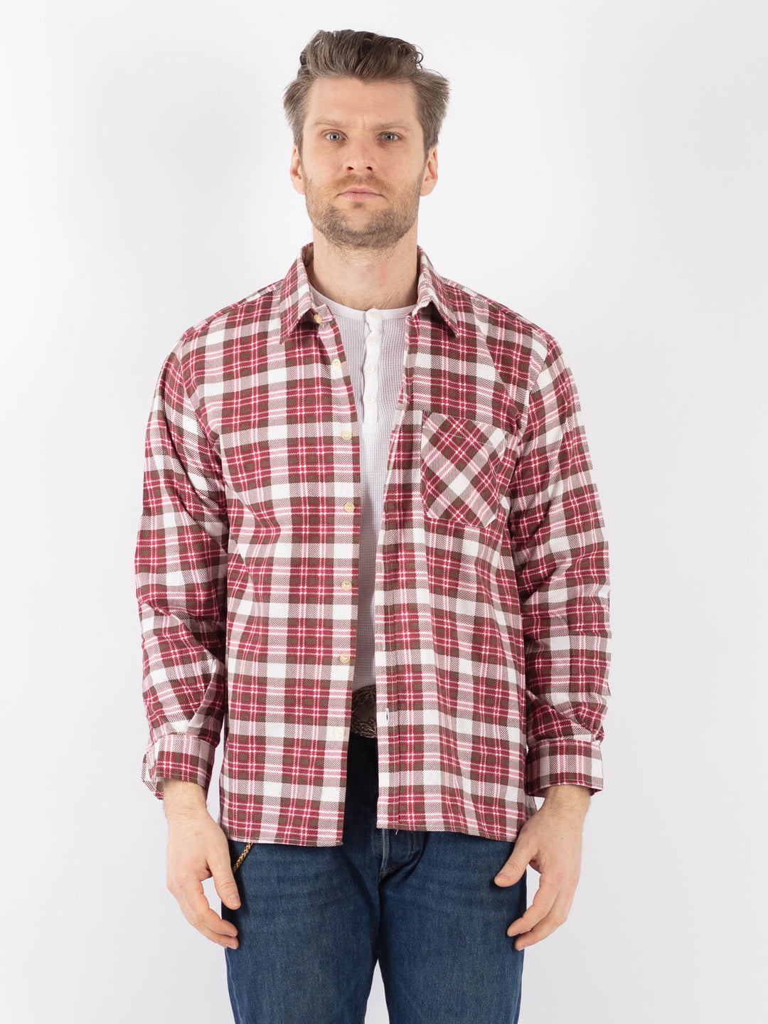 Vintage Men Plaid Flannel Shirt in MultiZ1152