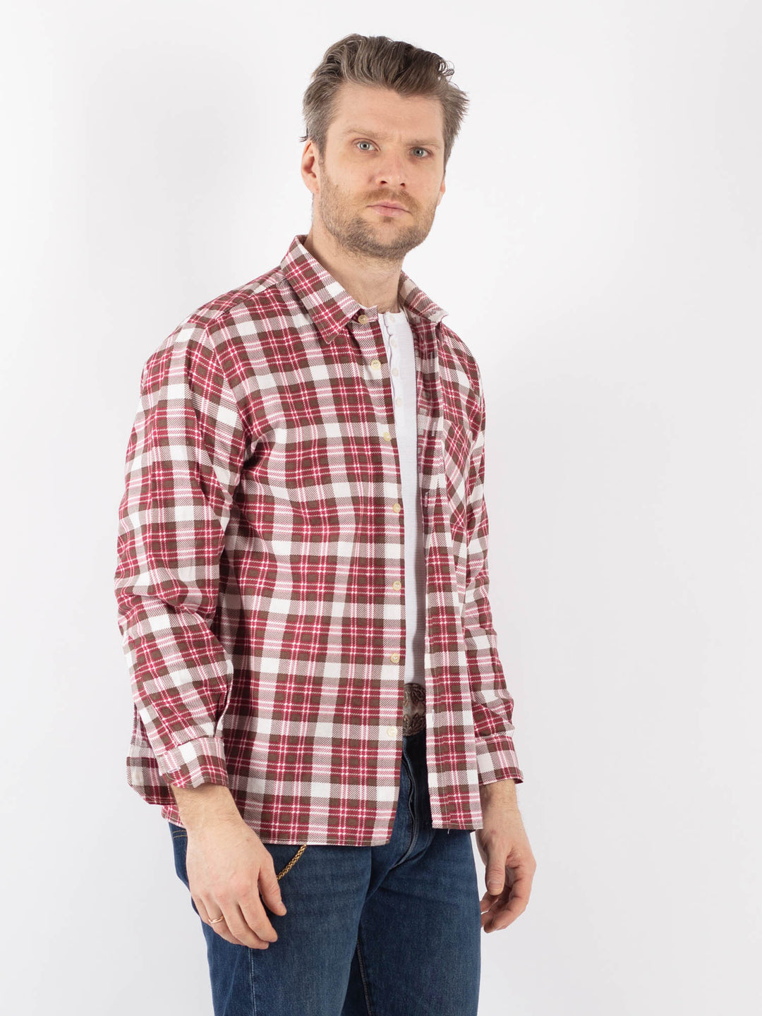 Vintage Men Plaid Flannel Shirt in MultiZ1152
