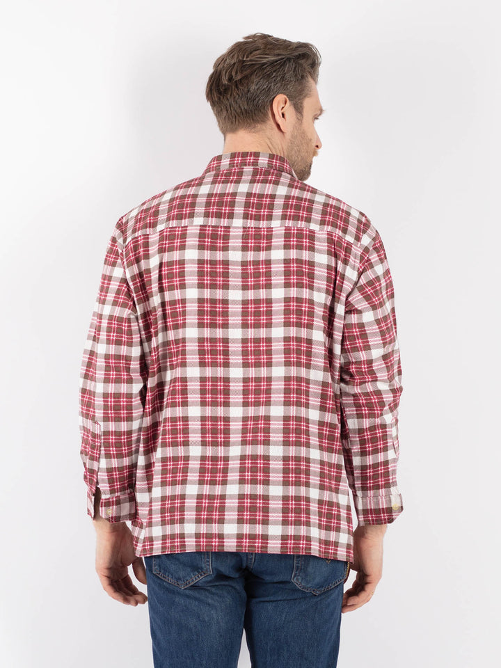 Vintage Men Plaid Flannel Shirt in MultiZ1152