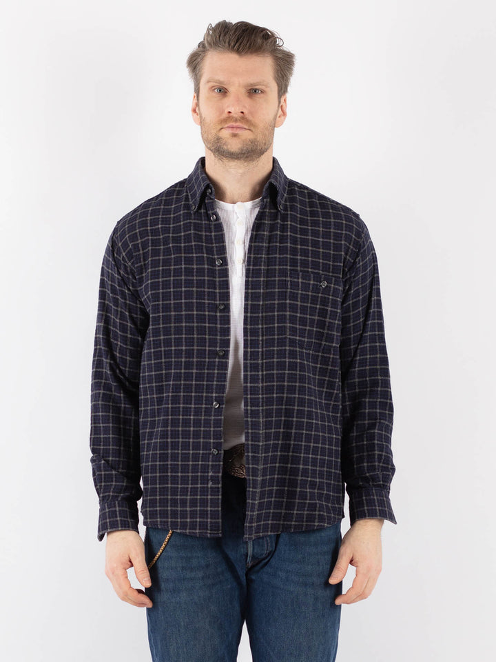 Vintage 90's Men Plaid Flannel Shirt in BlueZ1168