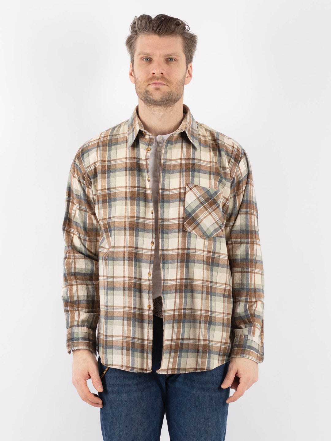 Vintage 90's Men Plaid Flannel Shirt in MultiZ1169