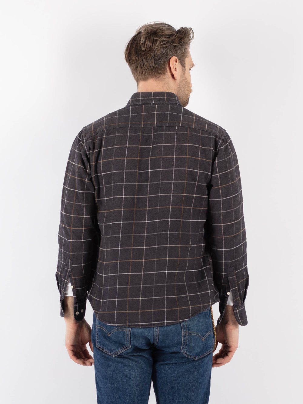 Vintage 90's Men Plaid Flannel Shirt in GrayZ1171