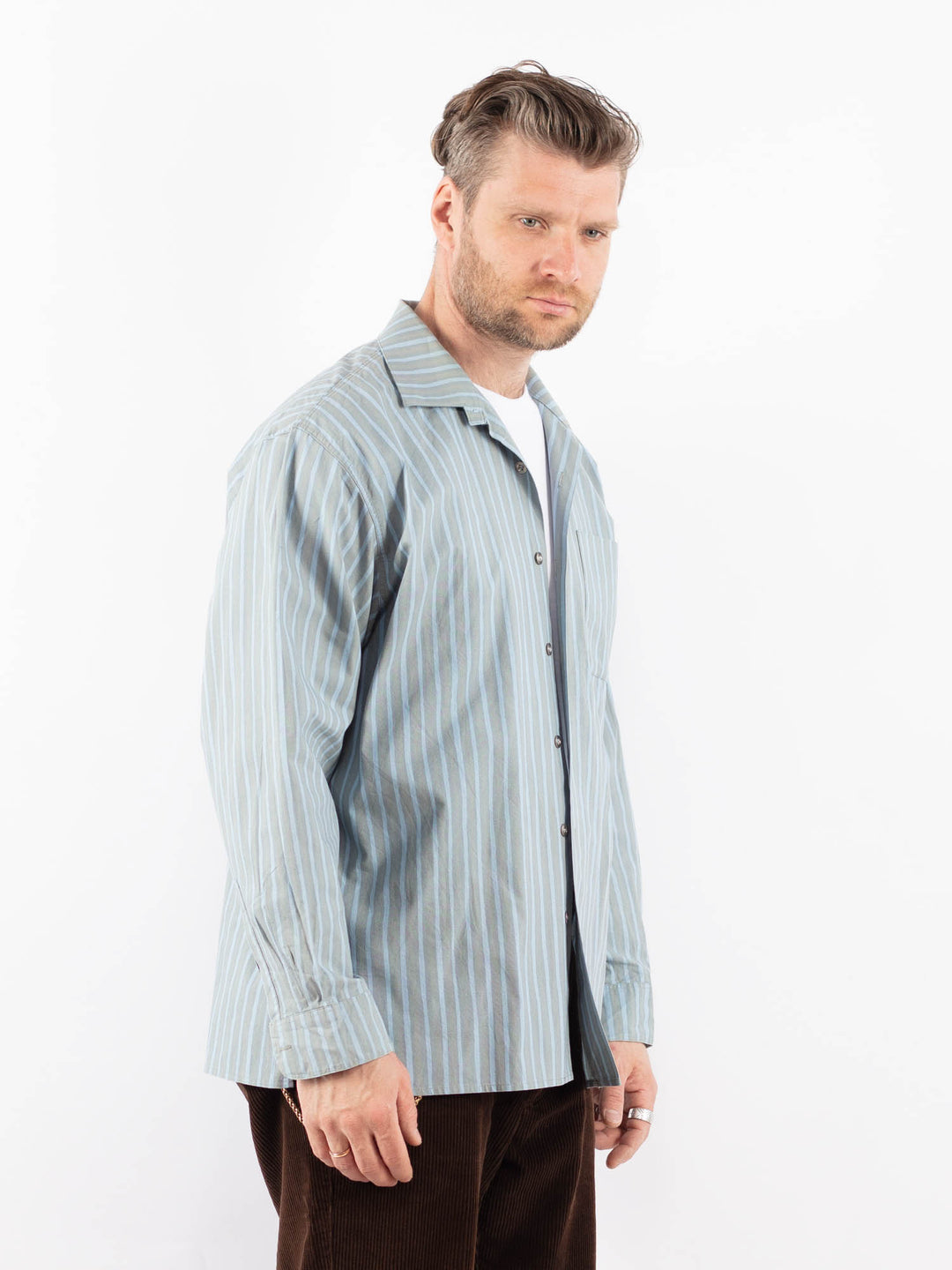 Vintage 90's Men Plaid Flannel Shirt in BlueZ1703