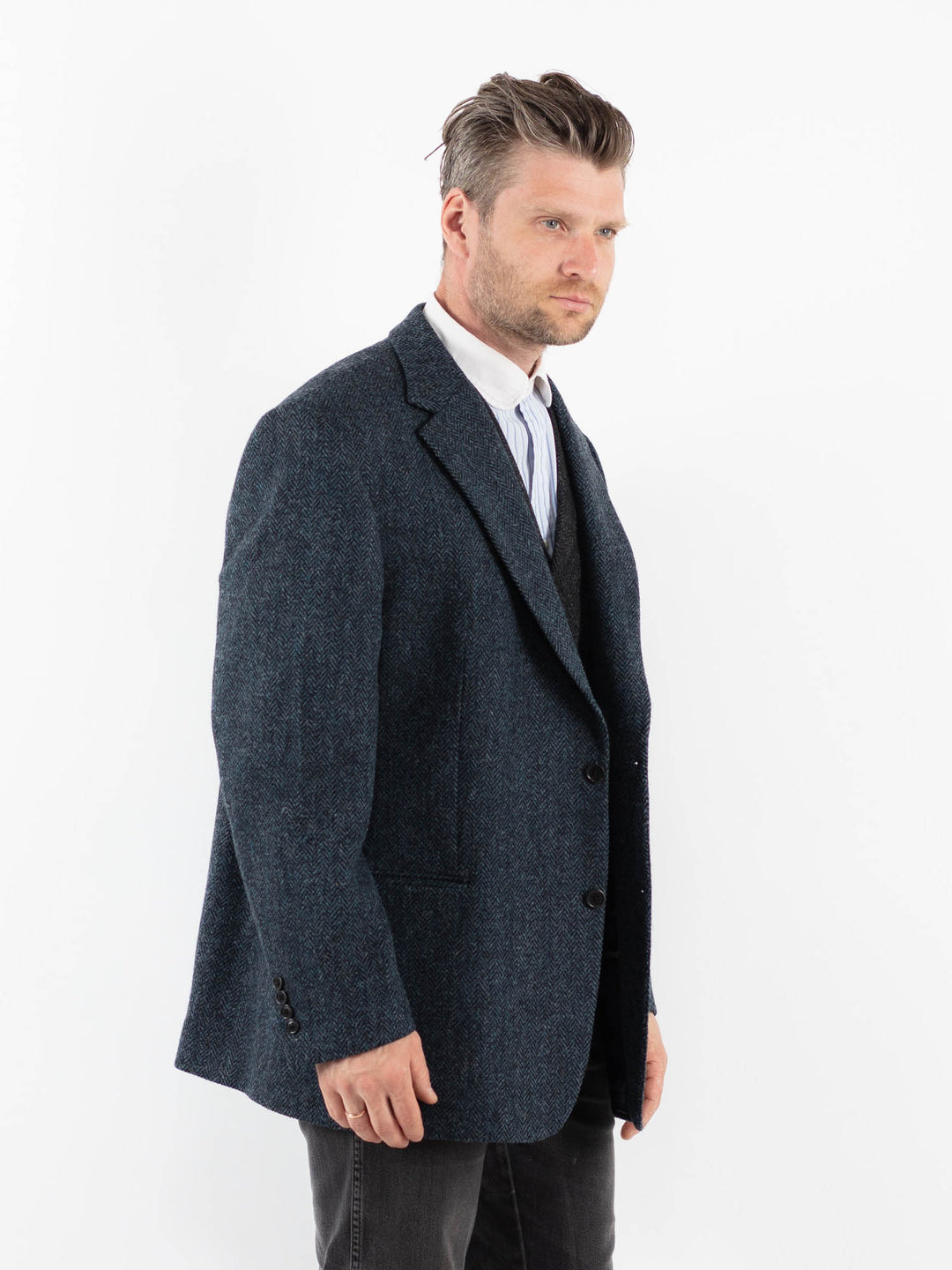Vintage 90's Men Harris Tweed Jacket in BlueZ1717