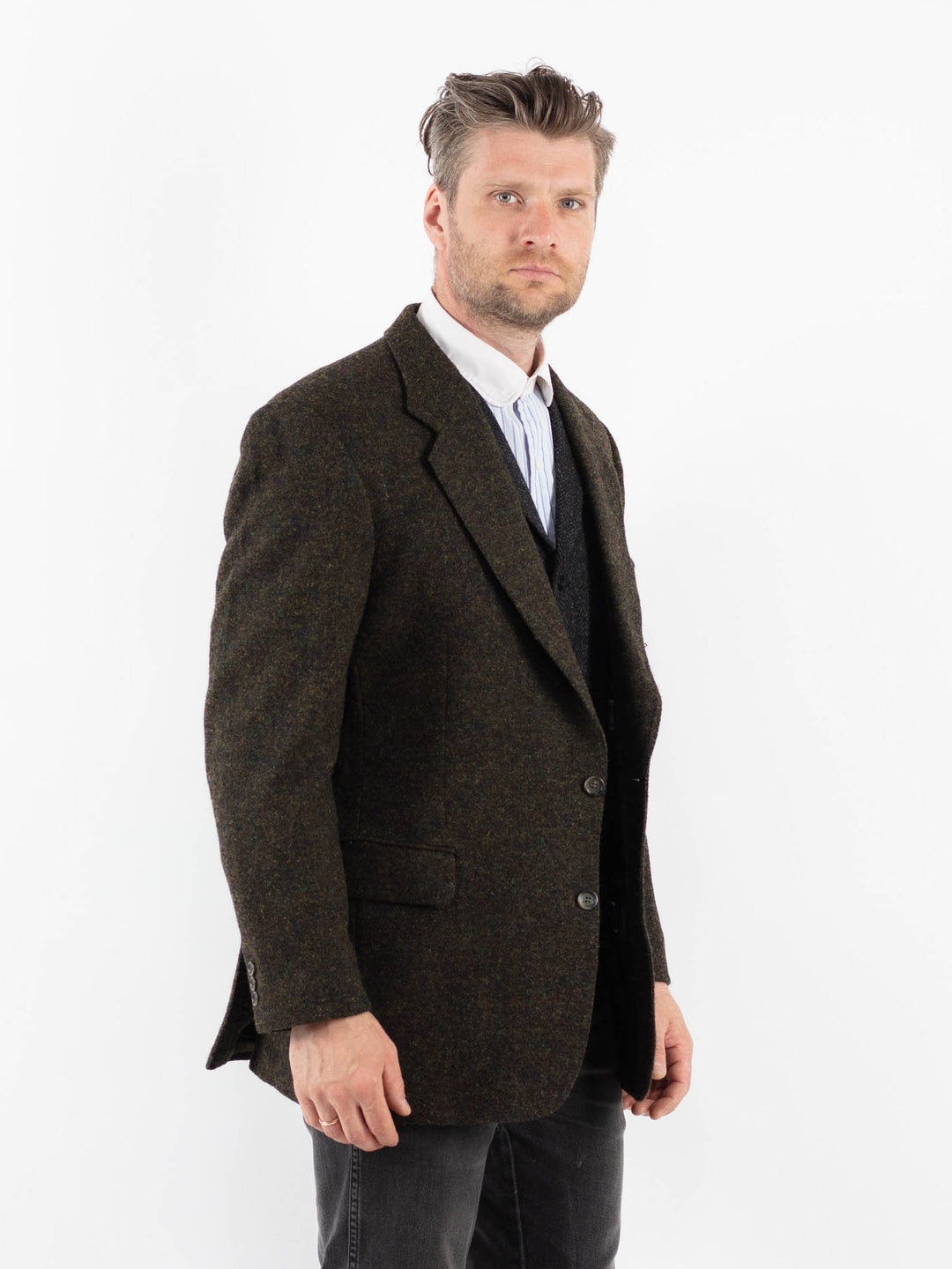 Vintage 90's Men Harris Tweed Jacket in GreenZ1720