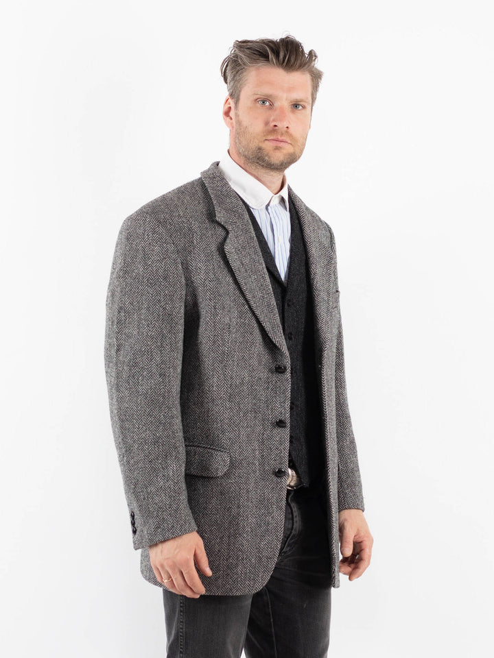 Vintage 90's Men Harris Tweed Jacket in GrayZ1721