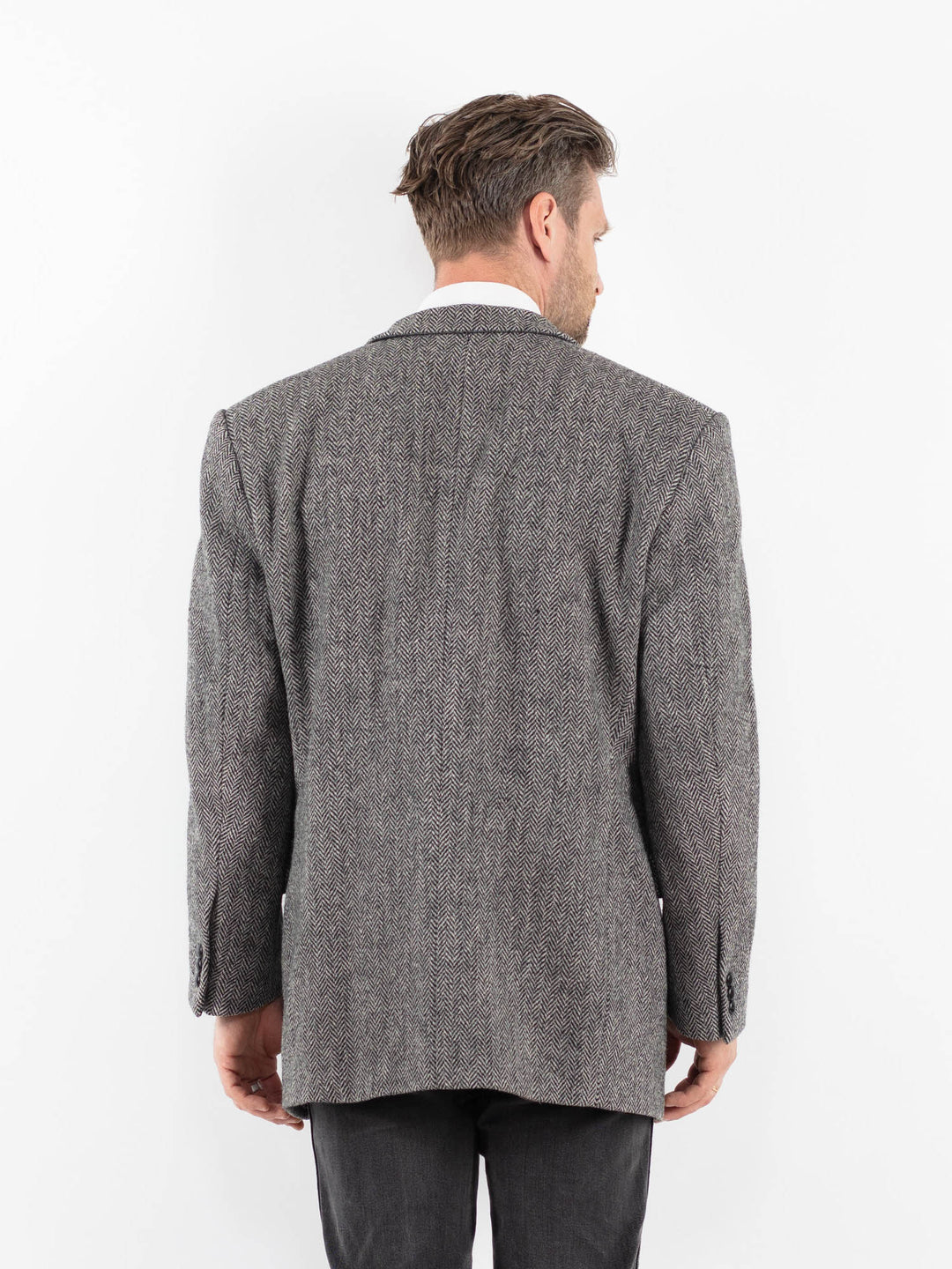 Vintage 90's Men Harris Tweed Jacket in GrayZ1721