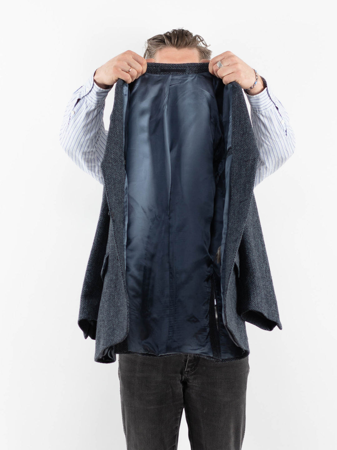 Vintage 90's Men Harris Tweed Jacket in BlueZ1722