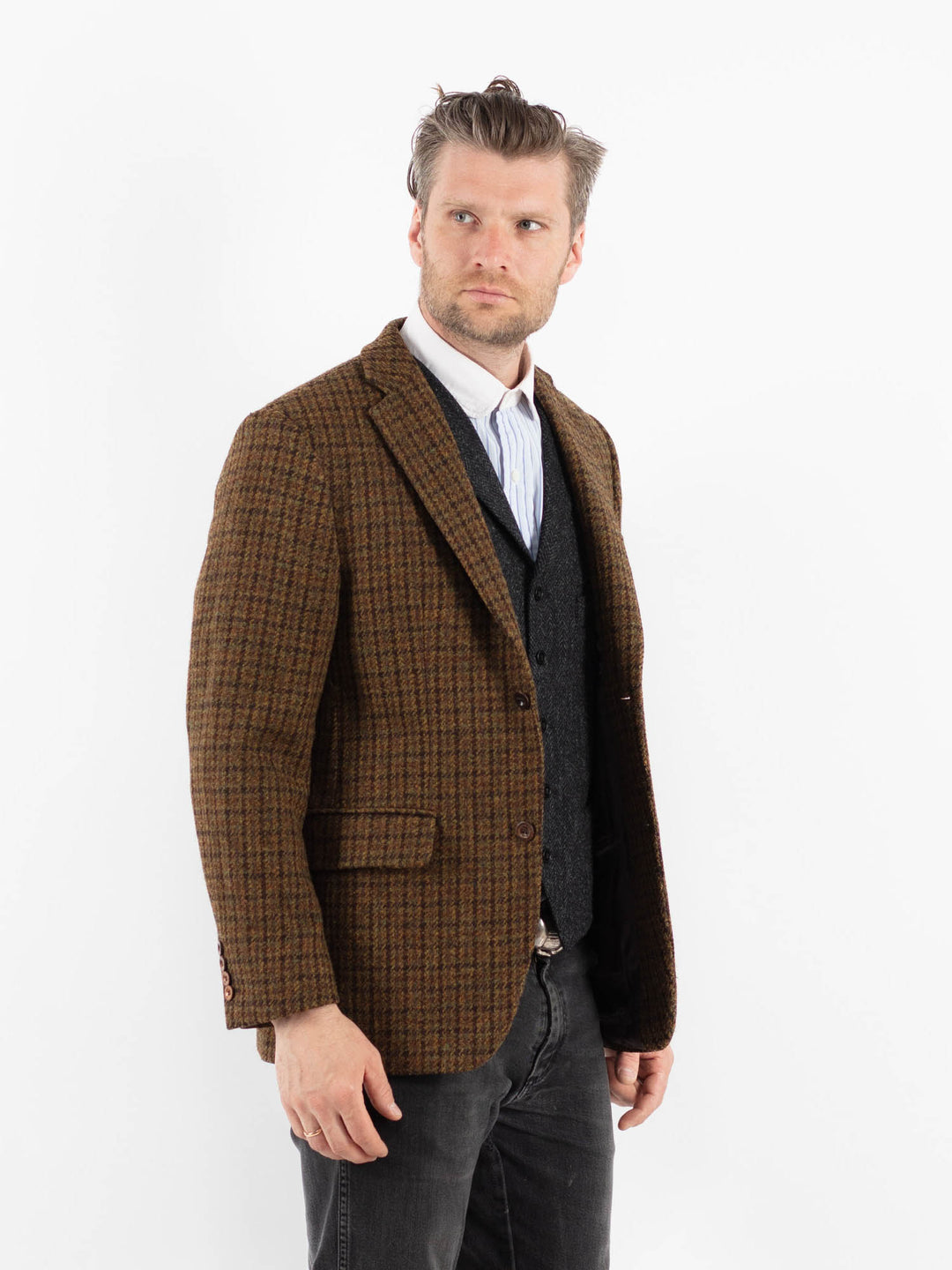 Vintage 90's Men Harris Tweed Jacket in BrownZ1728