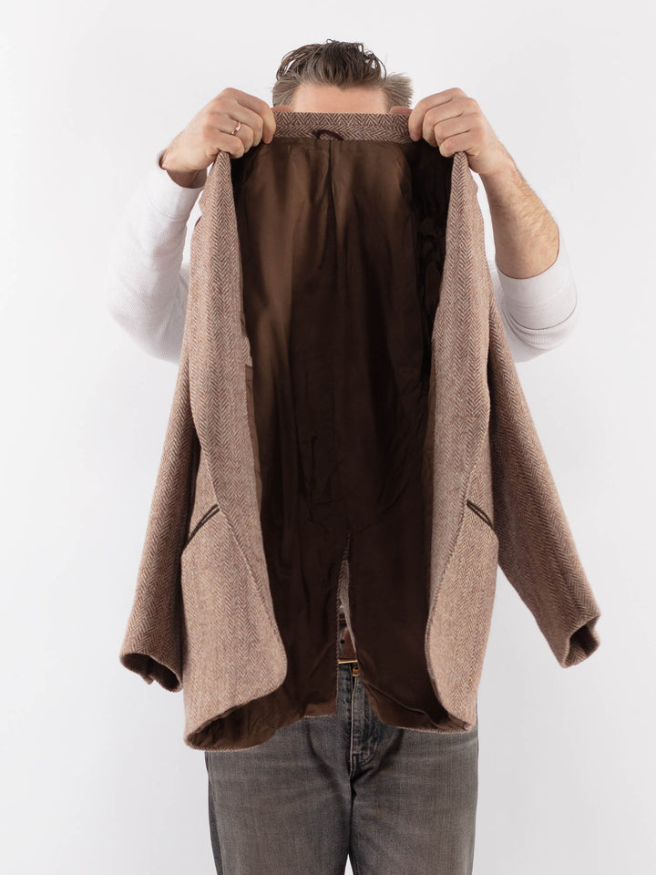 Vintage 90. gadu vīriešu Harris Tweed žakete bēšā krāsā