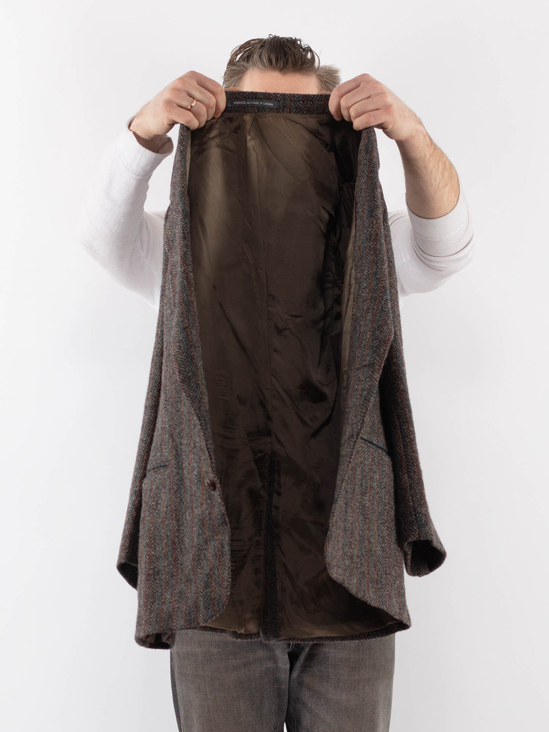 Vintage 90. gadu vīriešu Harris Tweed žakete bēšā krāsā