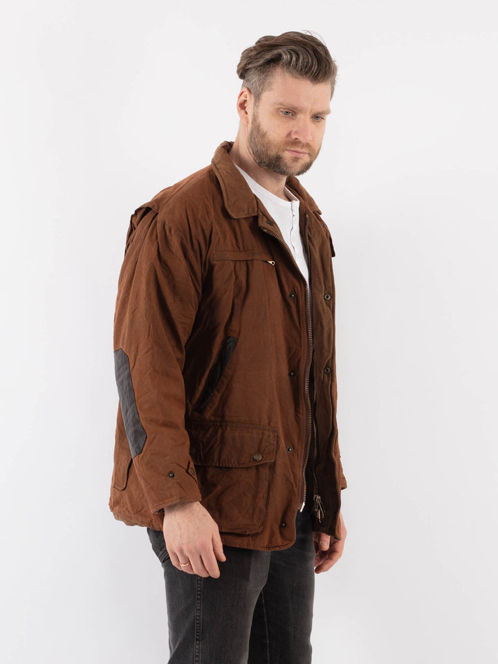 Vintage 90's Men Waxed Canvas Jacket in BrownZ923