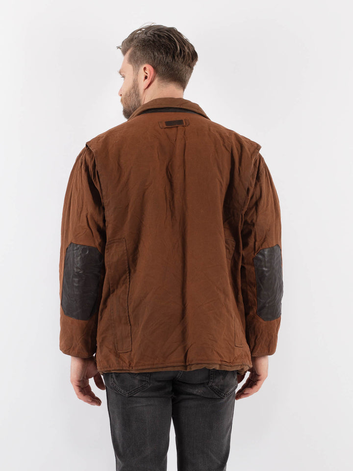 Vintage 90's Men Waxed Canvas Jacket in BrownZ923