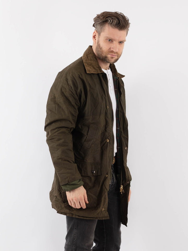 Vintage 90's Men Waxed Canvas Jacket in GreenZ896