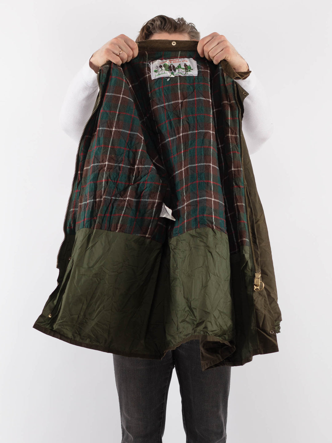 Vintage 90's Men Waxed Canvas Jacket in GreenZ896