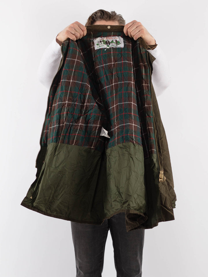 Vintage 90's Men Waxed Canvas Jacket in GreenZ896