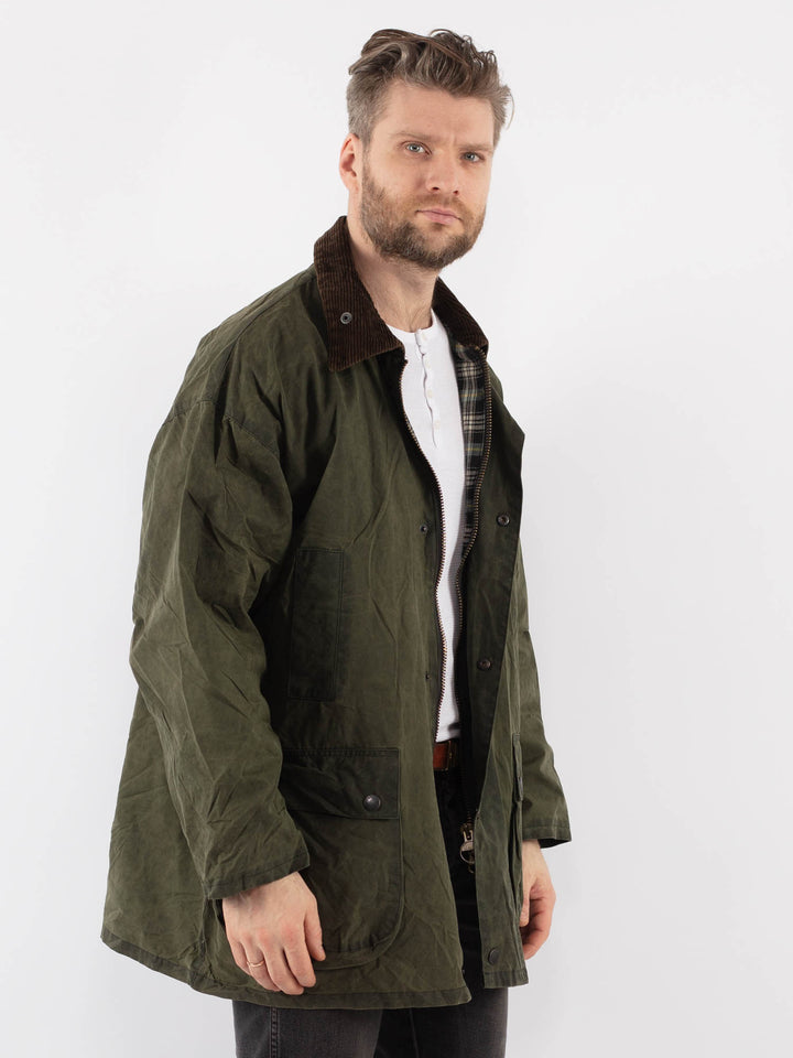 Vintage 90's Men Waxed Canvas Jacket in GreenZ909