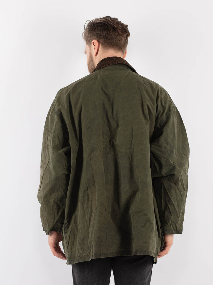Vintage 90's Men Waxed Canvas Jacket in GreenZ909