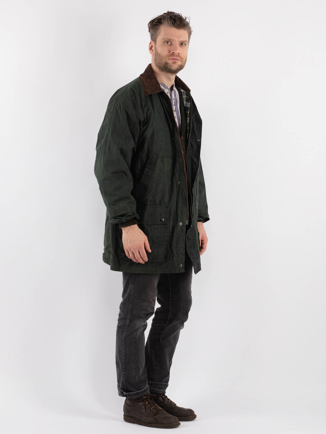 Vintage 90's Men Waxed Canvas Jacket in Green - NorthernGrip