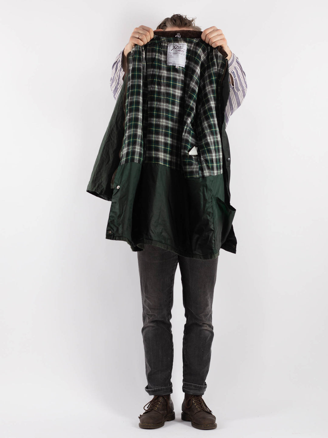 Vintage 90's Men Waxed Canvas Jacket in Green - NorthernGrip